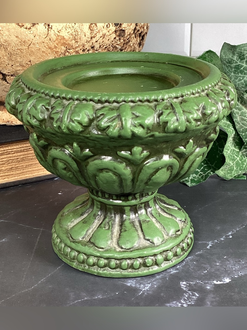 Vintage Mid Century Ceramic Pillar Candle Holder Urn Style, Japan 4.5" X 4"